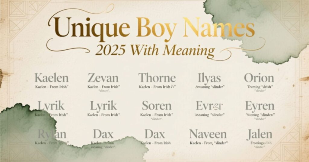 Unique Boy Names 2025 With Meaning