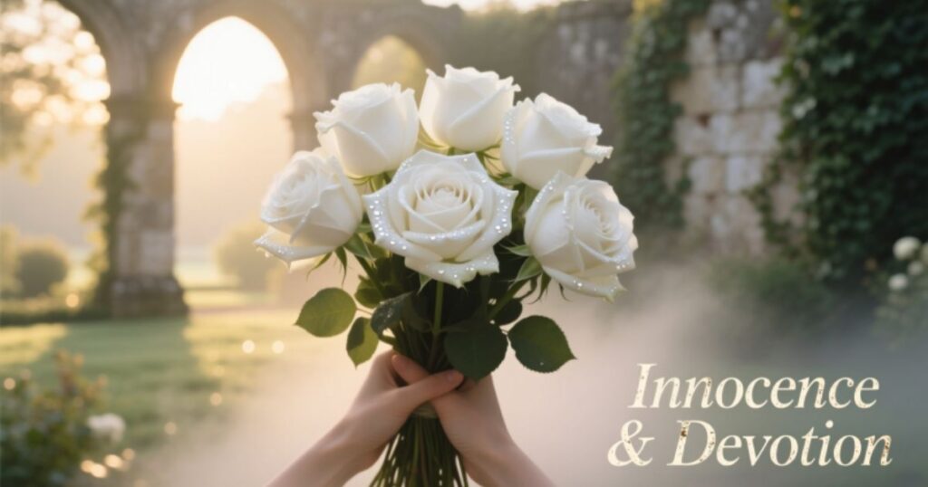 White Roses as a Sign of Innocence and Devotion
